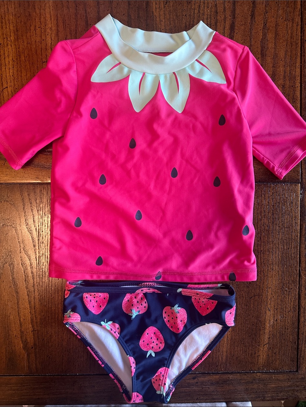 CARTERS | Girls Pink Strawberry Rash Guard Swim Set Size 5T